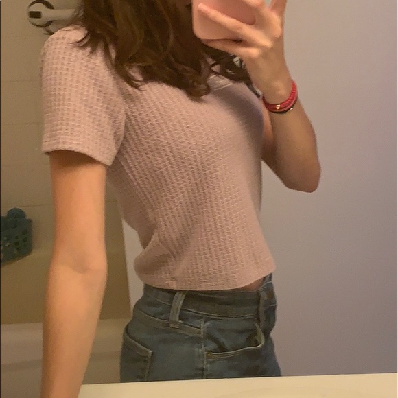 Hollister Lavender Knit Crop Tee - Picture 2 of 4